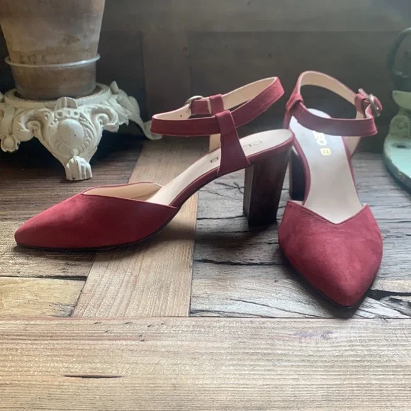 Anthropologie Cleo B Maroon Pointed Heels - Picture 4 of 8